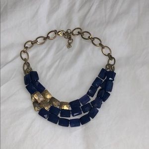Stella and Dot blue and gold statement necklace